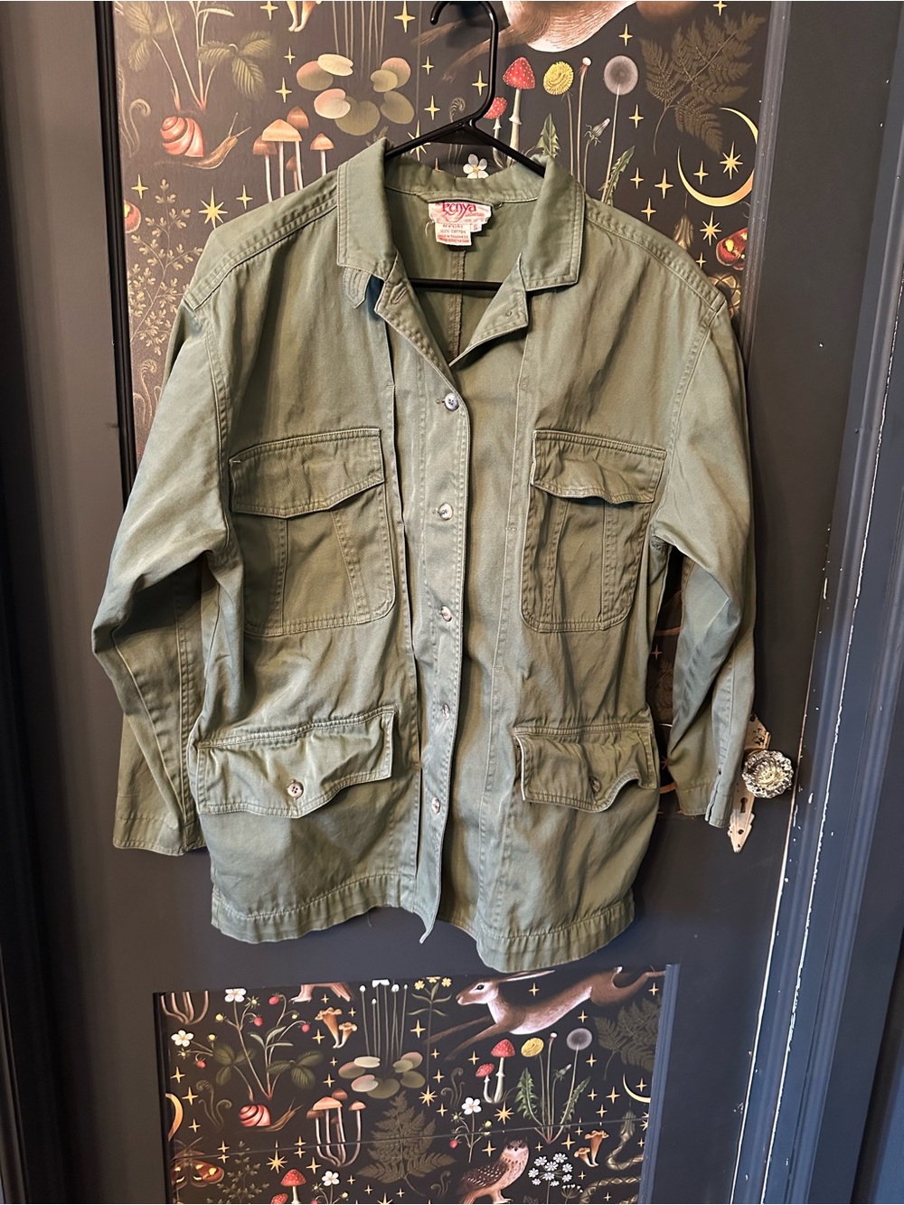 Vintage Military-Style Olive Green Utility Jacket